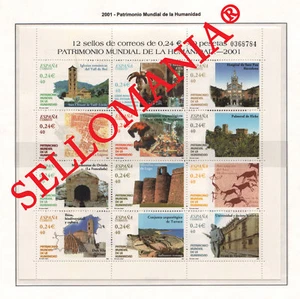 2001 PATRIMONIO ATAPUERCA ELCHE OVIEDO LUGO 3843 / 54 ** MNH MP 77 SHEET TC12477 - Bild 1 von 1
