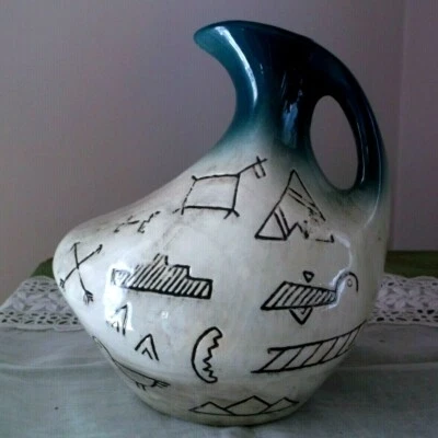 Jarrón de cerámica de colección Southwest recipiente jarra urna arte nativo 8" Foto 1 de 4