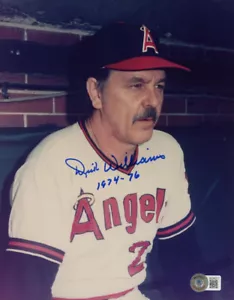 DICK WILLIAMS SIGNED AUTOGRAPHED 8x10 PHOTO +74-76 CALIFORNIA ANGELS BECKETT BAS - Picture 1 of 2