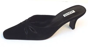 SANDALIAS ALFANI BRANDEE NEGRAS GAMUZA GENUINA TACONES DESLIZANTES TALLA 8 NUEVAS AUTÉNTICAS - Imagen 1 de 5
