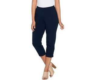 Susan Graver Weekend Premium Stretch Pull-On Capri Leggings Size M Navy Blue NEW - Picture 1 of 7