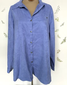 Chico's Wildlederimitat Dusty Lavender Knopfleiste Bluse Chico's Größe 3 NEU mit Etikett - Bild 1 von 4