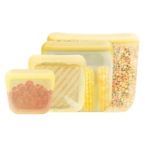 Set of 5 Reusable Silicone Storage Snack Bags 6oz / 16oz / 32oz / 64oz Self-S... - Picture 1 of 7