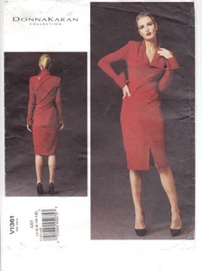 Vogue 1361 uncut pattern Donna Karan DKNY size 4-12 draped wrap dress asymmetric - Picture 1 of 2