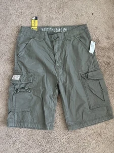 Pantaloncini cargo Nautica uomo taglia 34 grigi 12" cuciture interne Y2K nuovi con etichette - Foto 1 di 5