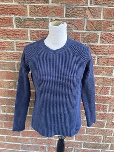 Marine Layer Sweater Womens Medium blue Delaney Waffle Knit Minimal Preppy - Picture 1 of 6