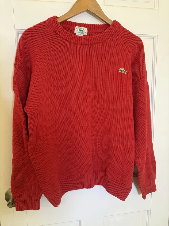 Chemise Lacoste Vintage Años 90 Rojo Tejido Suéter XL Foto 1 de 4