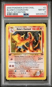 Blaine’s Charizard 1st Edition Holo Rare 2/132 2000 Pokémon Gym Challenge PSA 8 - Picture 1 of 3