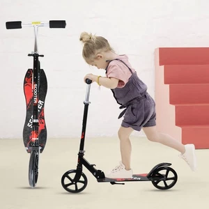Kids Scooter Teens Foldable Kick Push Scooter Adjustable Height Safe Big Wheels - Picture 1 of 11