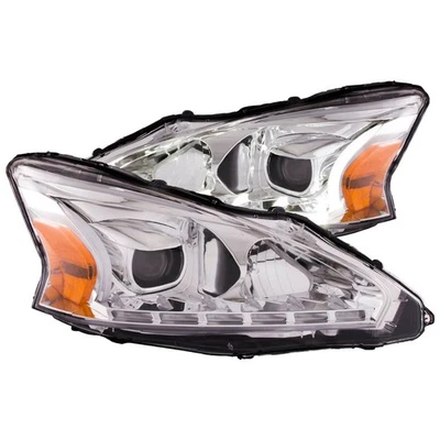 Farol Anzo 121501 para Nissan Altima 2013-2014 carcaça cromada esquerda e direita - Imagem 1 de 3