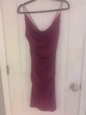 Nicole Miller Gold Label Size 2 Magenta Ruched Spaghetti Straps Cocktail Dress  - Image 1 of 4