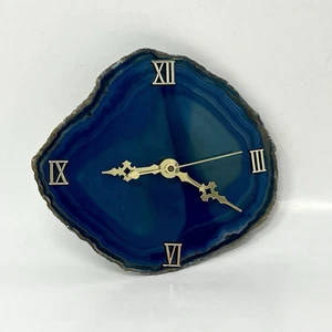 Beautiful Natural Brazilian Agate wall hanging Clock Blue - Picture 1 of 10