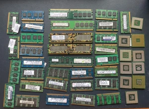 PC RAM Memory/processor Job Lot untested 415g scrap Gold reuse recycle resell - Afbeelding 1 van 4