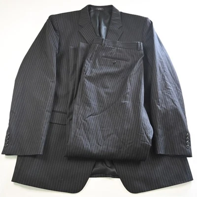 Jones New York 46L 40x32 Negro Rayas 100% Lana Hombre Chaqueta Pantalones Traje Foto 1 de 4