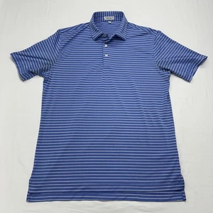 Peter Millar Polo Shirt Mens Medium Blue Striped Summer Comfort Golf Performance - Picture 1 of 17
