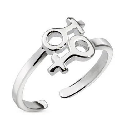 Zehenring mit Weiblichkeitssymbol Silber Messing Damen Zehring Toe-Ring biegbar - Bild 1 von 4