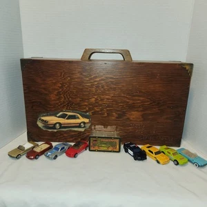 Vintage Handmade Wood Diecast Car Case Ford Mustang Themed With Collectibles - Picture 1 of 24