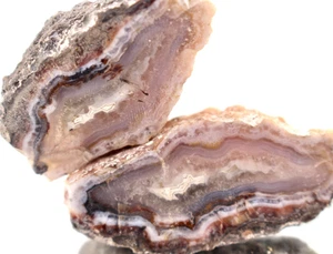 Par de rebanadas de nódulo de geoda lateral cara ágata marroquí pulida medio natural áspera 54 g - Imagen 1 de 8