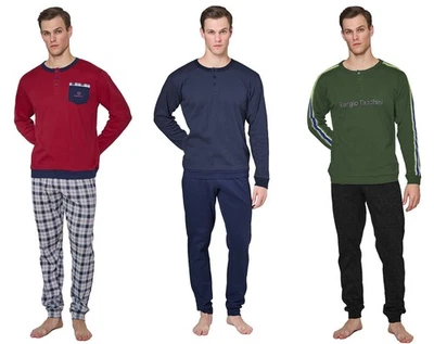 pigiama uomo SERGIO TACCHINI invernale caldo COTONE polsino bottoni 10 colori