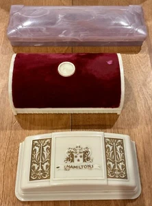 3 VTG WATCH PRESENTATION BOXES HAMILTON HELBROS AND NON MARKED PLASTIC VELOUR - Picture 1 of 14