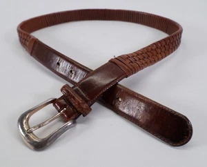 Fossil Leather Belt 38 Woven Brown MB2080 Distressed - Picture 1 of 10