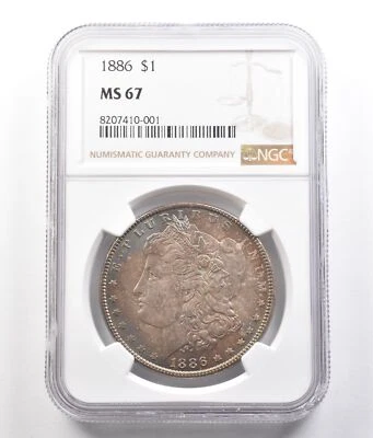 1886 Morgan Silver Dollar MS67 NGC Beautiful Tone *0813 - Image 1 of 3