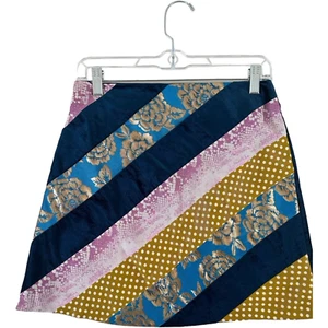 MAEVE Anthropologie Skirt Women 4 Mini Floral Stripe Polka Dot Velvet Damask Y2K - Picture 1 of 9