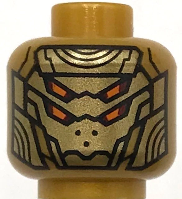 Lego New Pearl Gold Minifigure Head Alien Robot with Gold Armor Robot - Image 1 of 1