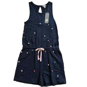 NWT Splendid Blue Embroidered Butterfly Romper 12 - Picture 1 of 6