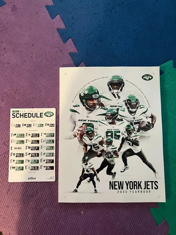 2023 NEW YORK JETS OFFICIAL YEARBOOK AARON RODGERS AND MAGNETIC SCHEDULE Cover
