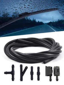 7Pcs Front Windscreen Wiper Arm Washer Nozzles Jets 4 Way Check Valve Hose Tubes - Picture 1 of 12