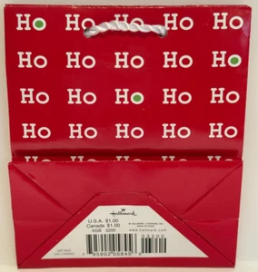 vtg Hallmark Gift Bag w/ tissue paper unused Red Ho Ho Ho bday valentines day HO - Picture 1 of 4