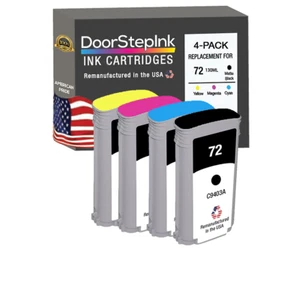 Cartucce di inchiostro compatibili DoorStepInk per HP 72 MB C M Y 130mL 4 PK-USA - Foto 1 di 6