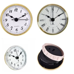 Clock Insert 70mm Round Quartz Room Clock Gold Bezel Roman Numerals (no battery) - Picture 1 of 12
