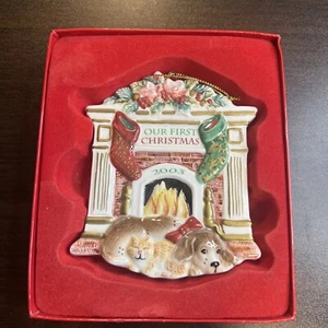 Fitz & Floyd Our First 1st Christmas 2003 Ornament Dog & Cat Holiday Memories - Picture 1 of 4