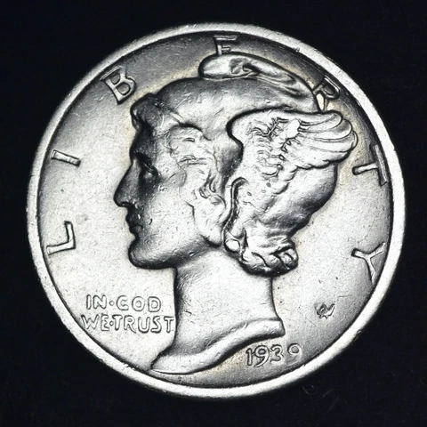 1939-S Mercury Silver Dime AU FREE SHIPPING Cover