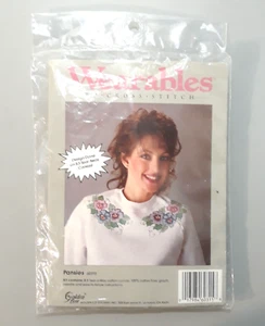 PANSIES Golden Bee Wearables to Cross Stitch Kit #60315 Open Package Complete - Picture 1 of 3