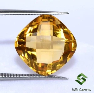 Natural Citrine Cushion Briolite Double Side Checker Cut 12 mm Loose Gemstone - Picture 1 of 6
