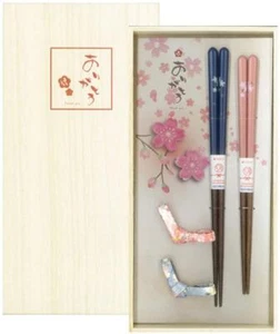 IshSizea Japan gift paulownia box with chopstick rest couple chopsticks thank yo - Picture 1 of 1