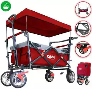 DMS® Bollerwagen Faltbar Dach Handwagen Klappbar Strandwagen Gerätewagen Rot BW- - Bild 1 von 7