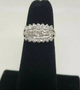 Vintage 14k White Gold 1 ctw Natural Diamond Ring Size 4.75 - Picture 1 of 12