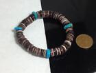 Violet oyster shell  heishi / turquoise bracelet/6.5"-7"(y355e-w0.5)