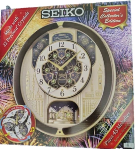 New Seiko Clock Special Collectors Edition 22 PreciousCrystals Plays 45 Melodies - Picture 1 of 3