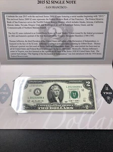 2015 $2 Single Note (BEP) San Francisco (5) - Picture 1 of 2