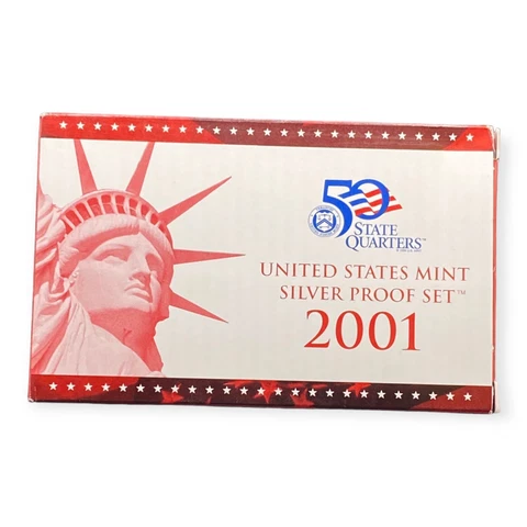 2001 United States Mint Silver Proof Set With Box & COA Cover