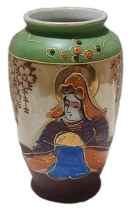 Vintage Satsuma Stil Moriage handbemalte kleine japanische Vase (T174) - Bild 1 von 7