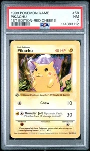 PSA 7 - 1999 POKEMON BASE SET 1ST EDITION-RED CHEEKS #58 PIKACHU - Picture 1 of 2