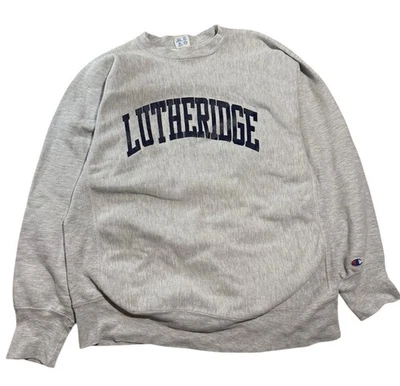 Винтажная серая толстовка 80-х Lutheridge Champion обратного плетения с надписью XL - Изображение 1 из 4