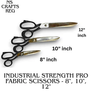 Heavy Duty Fabric Scissors Set–8" 10" 12" Shears for Tailoring & Upholstery Work - Picture 1 of 4