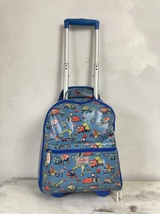 Cath Kidston Wheeled Case Cabin Luggage Backpack Blue Trucks Diggers Weekend Bag - Picture 1 of 13